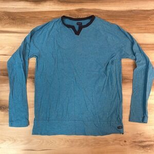 Good Man Brand Mens Long Sleeve Split Neck Casual Cotton T Shirt Large